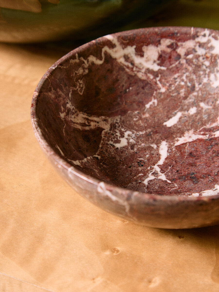 Red and White Marble Bowl | Marmore