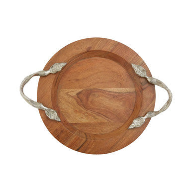 Acacia Wood Small Round Tray | Vine
