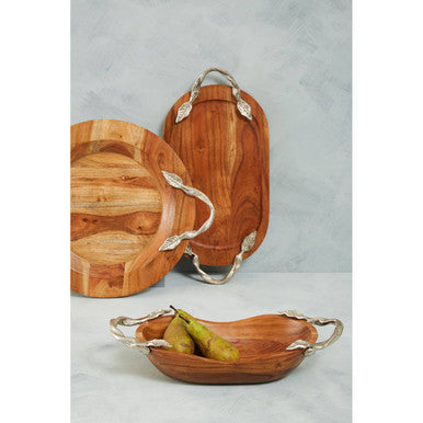Acacia Wood Small Round Tray | Vine