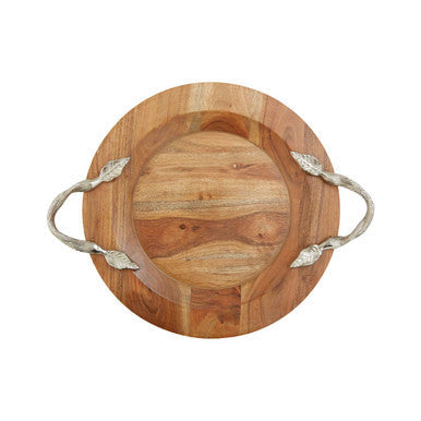 Large Acacia Wood Round Tray | Vine