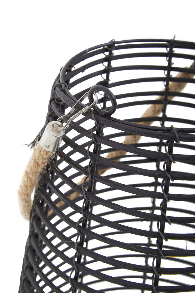 Large Black Rattan Lantern | Lentigo