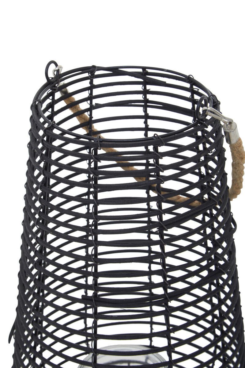 Large Black Rattan Lantern | Lentigo