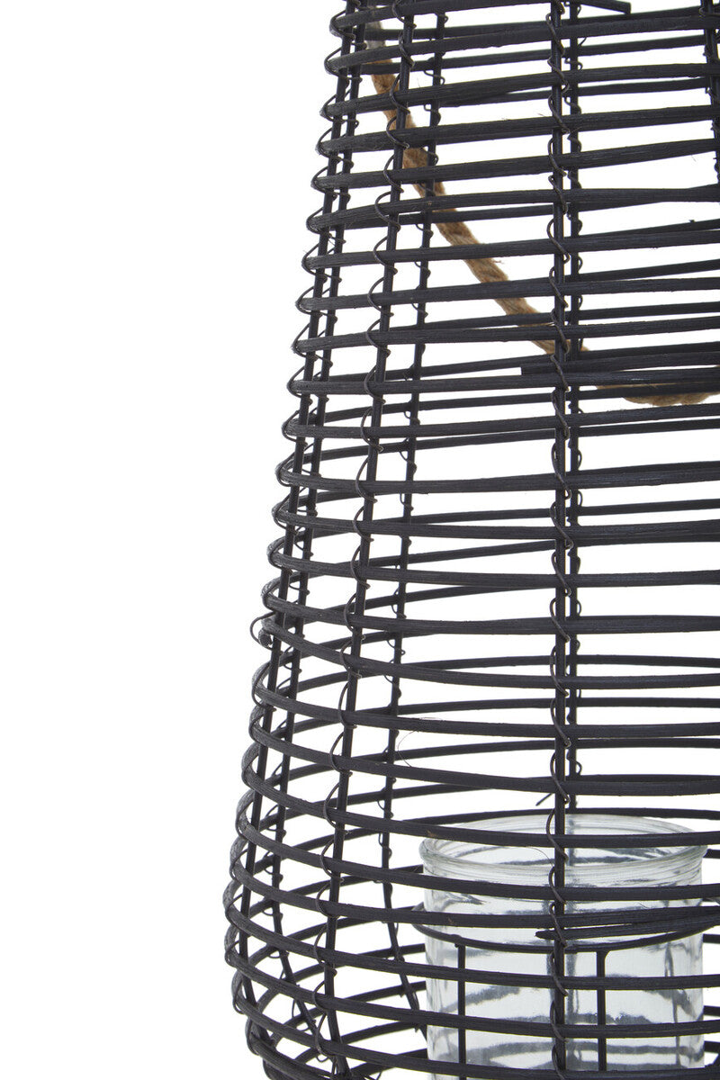 Large Black Rattan Lantern | Lentigo