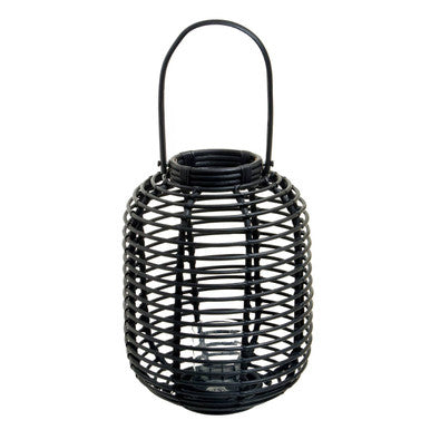 Tall Black Natural Rattan Lantern | Mataram