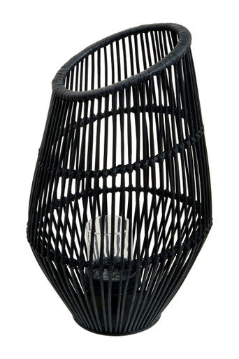 Large Black Natural Rattan Lantern | Mataram