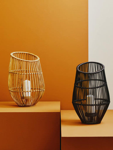 Large Black Natural Rattan Lantern | Mataram