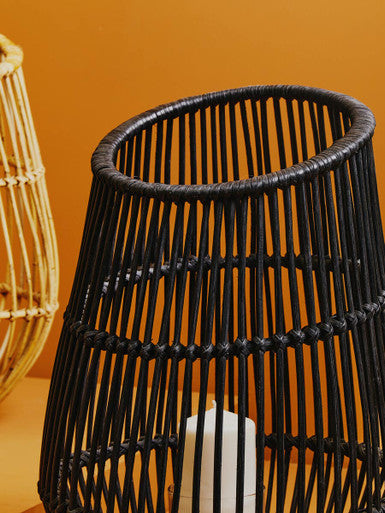 Large Black Natural Rattan Lantern | Mataram