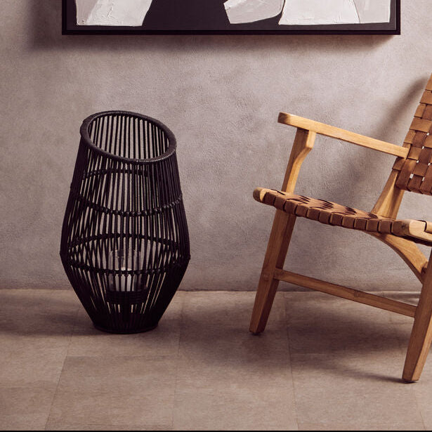 Large Black Natural Rattan Lantern | Mataram