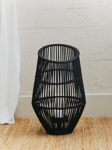 Large Black Natural Rattan Lantern | Mataram
