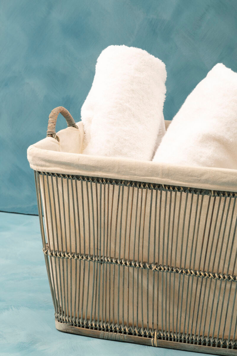 Washed Grey Rattan and Bamboo Set Of 2 Storage Baskets | Ezell