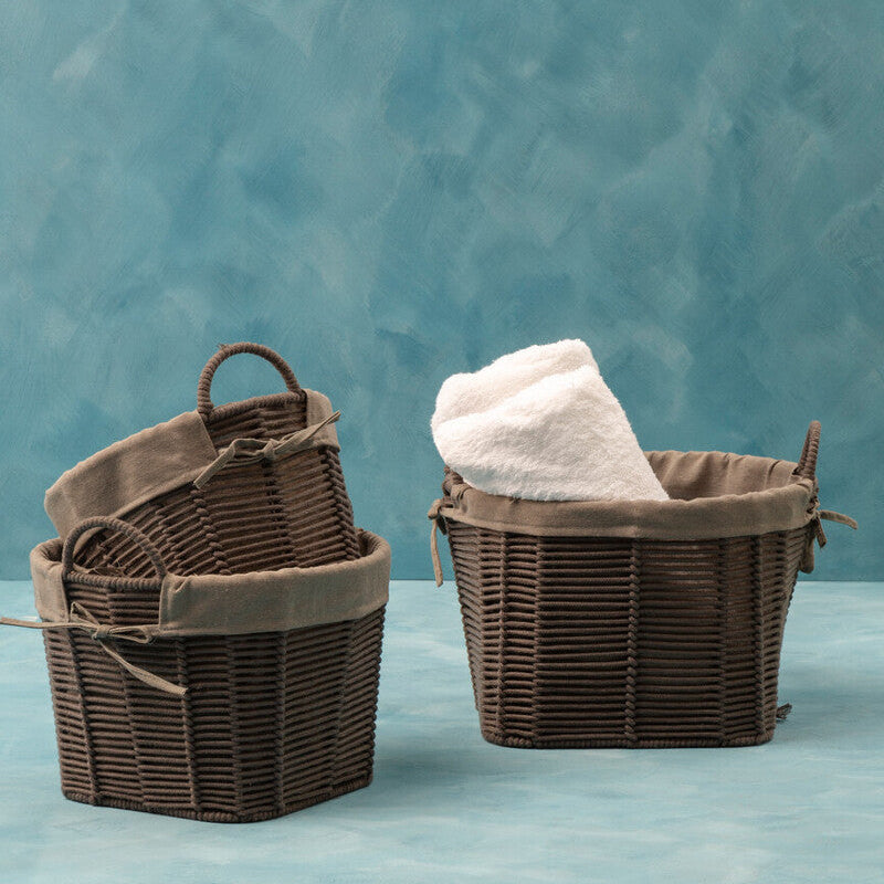 Set of Three Grey Round Storage Baskets | Lida