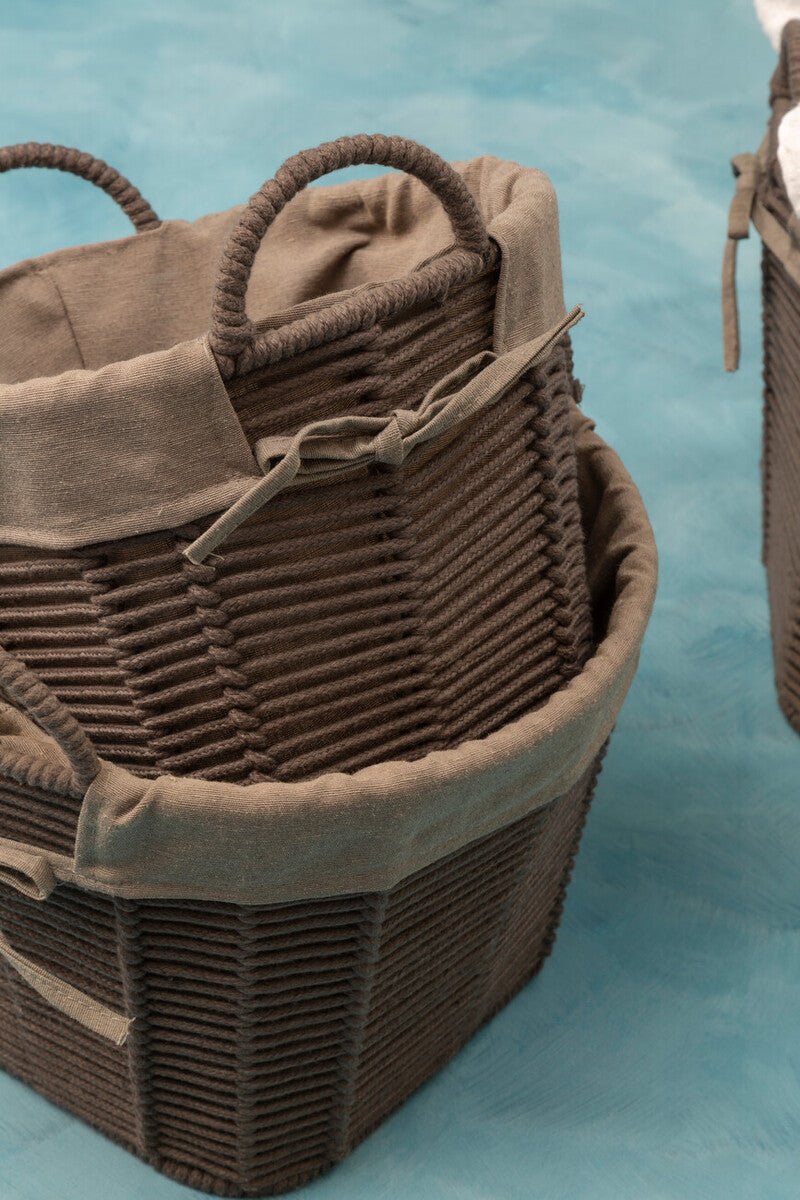 Set of Three Grey Round Storage Baskets | Lida