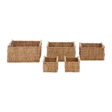 Set of 5 Water Hyacinth Storage Baskets | Lidi