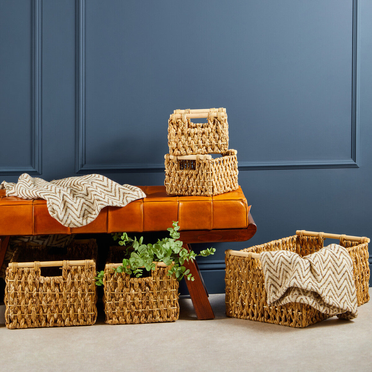 Set of 5 Water Hyacinth Storage Baskets | Lidi