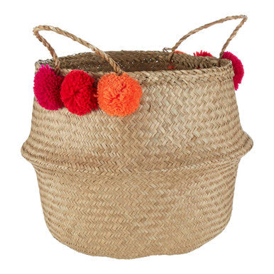 Small Seagrass Pom Pom Basket | Solas