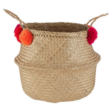 Small Seagrass Pom Pom Basket | Solas