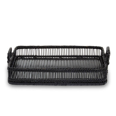 Black Rattan and Bamboo Rectangular Tray | Ezell
