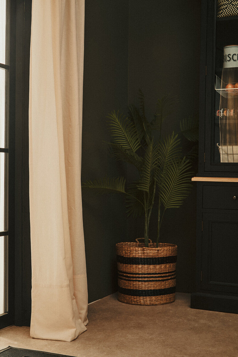 Arles Black and Natural Seagrass Set of 2 Storage Baskets