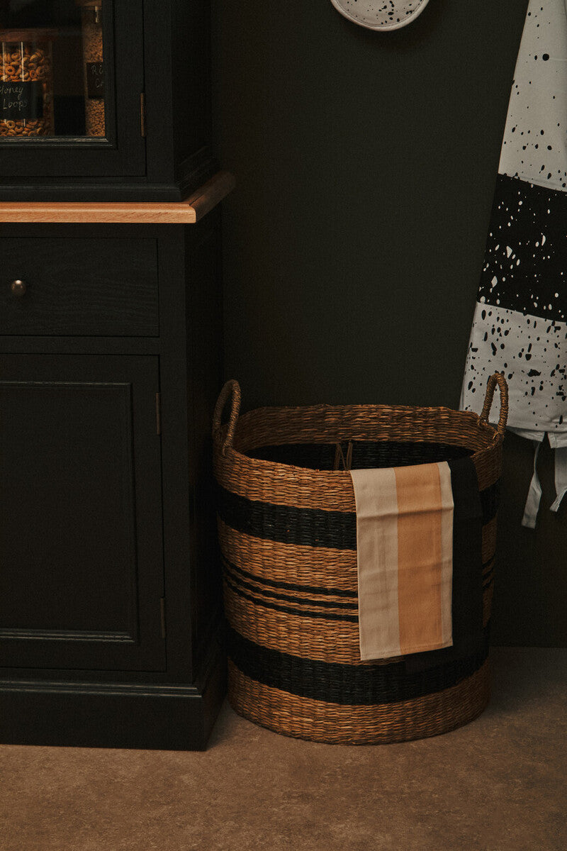 Arles Black and Natural Seagrass Set of 2 Storage Baskets
