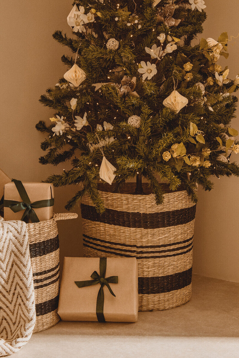 Arles Black and Natural Seagrass Set of 2 Storage Baskets