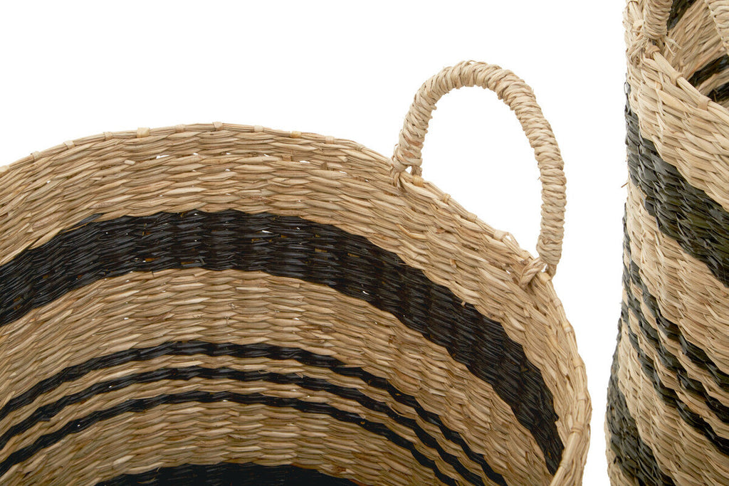 Arles Black and Natural Seagrass Set of 2 Storage Baskets