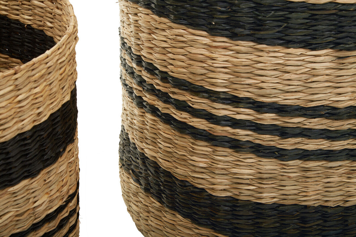 Arles Black and Natural Seagrass Set of 2 Storage Baskets