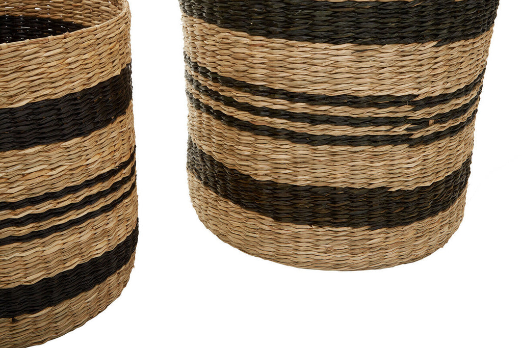 Arles Black and Natural Seagrass Set of 2 Storage Baskets