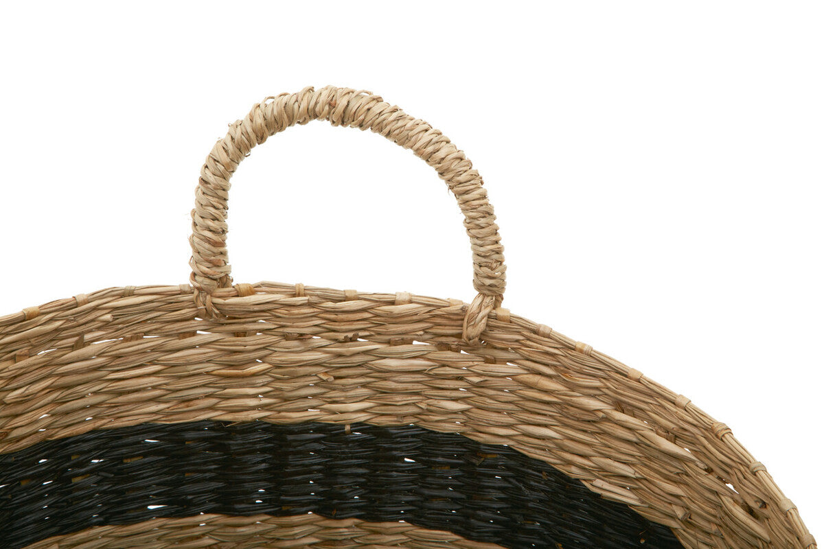 Arles Black and Natural Seagrass Set of 2 Storage Baskets