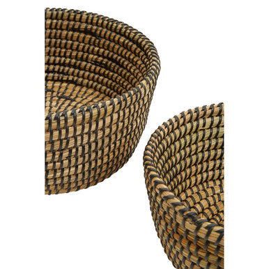 Set of Three Straw Baskets with Black Detail | Lidi