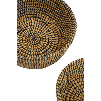 Set of Three Straw Baskets with Black Detail | Lidi