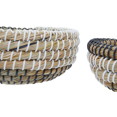 Set Of 3 Baskets With Black And White Detail | Lidi