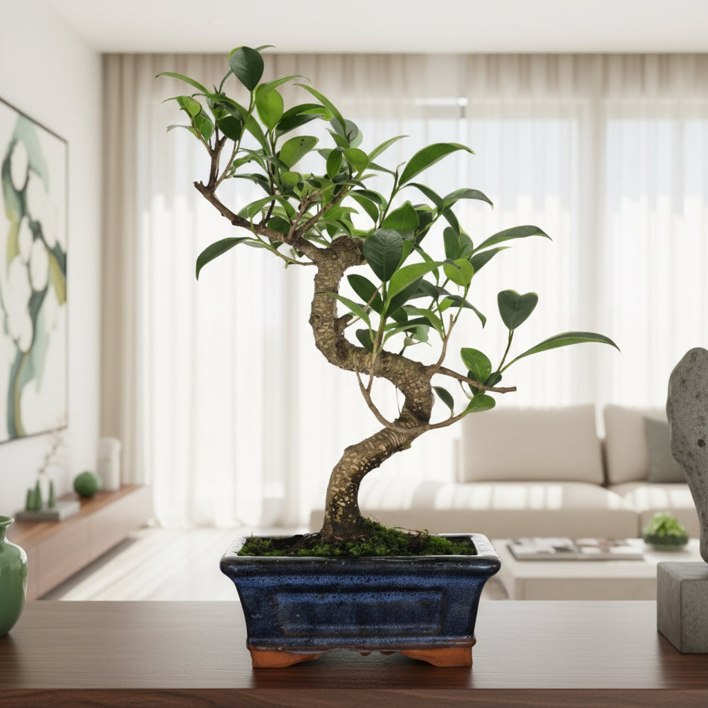 Ficus Microcarpa (Banyan Fig) Indoor Bonsai Tree | Shaped | In 15cm Pot