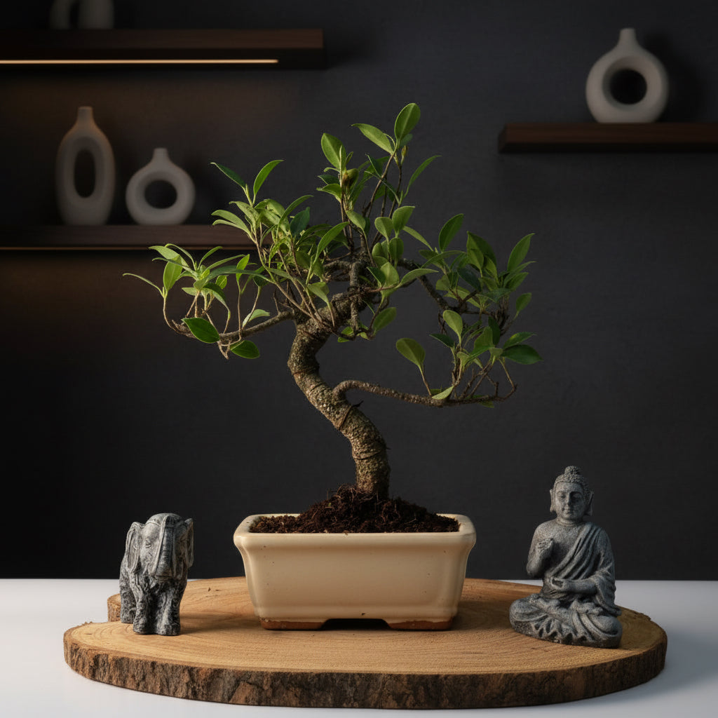Ficus Microcarpa (Banyan Fig) Indoor Bonsai Tree | Shaped | In 15cm Pot