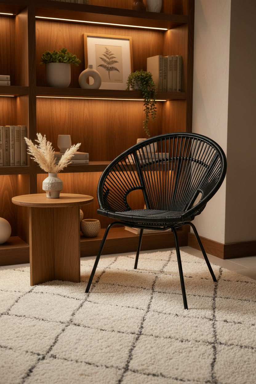 Lagom Black Rattan Chair with Metal Frame
