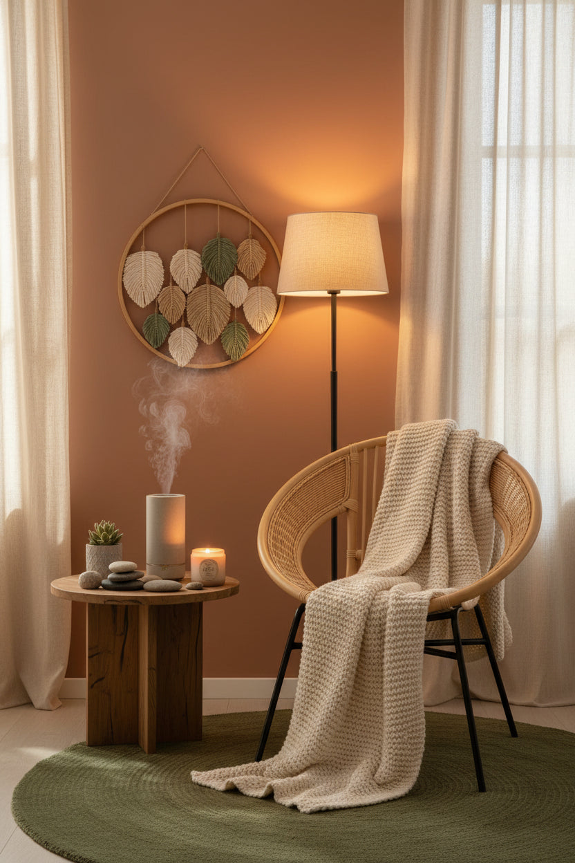 Lagom Natural Rattan Round Chair with Metal Frame