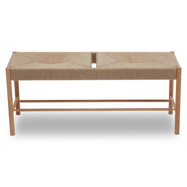 Bandar Natural Rope Woven Large Bench with Wooden Legs