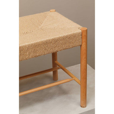 Bandar Natural Rope Woven Large Bench with Wooden Legs