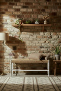 Bandar Natural Rope Woven Large Bench with White Wooden Legs