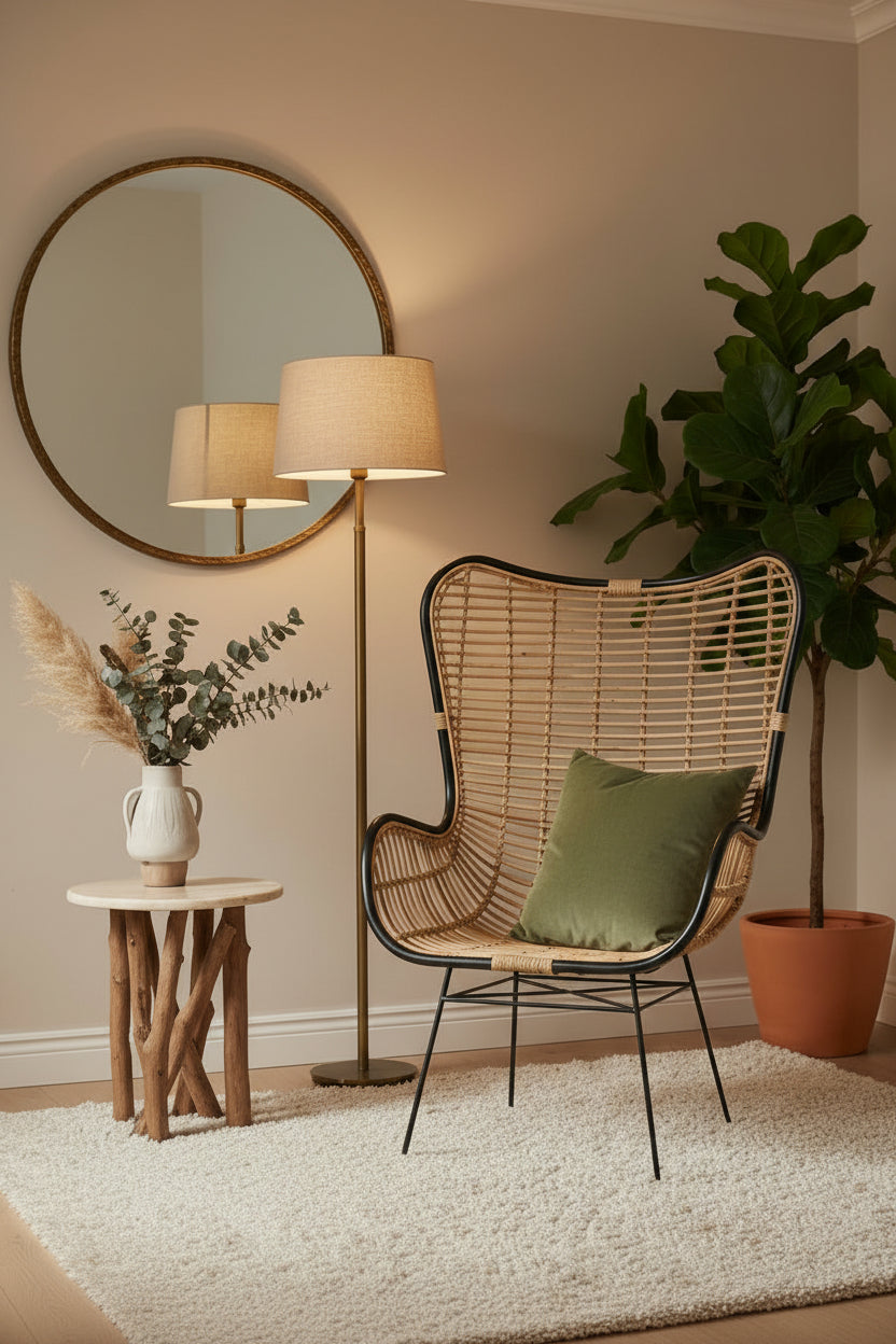 Java Natural Rattan Wingback Chair