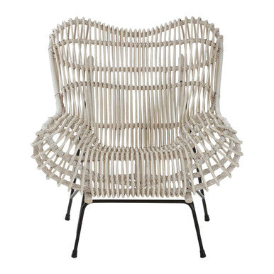 Java White Wash Rattan Curved Chair