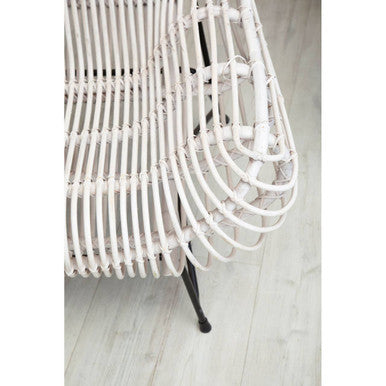 Java White Wash Rattan Curved Chair