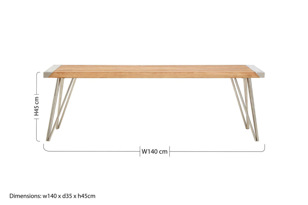Nandri Natural Teak Wood Slatted Bench