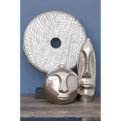 Large Silver Face Round Vase | Viso
