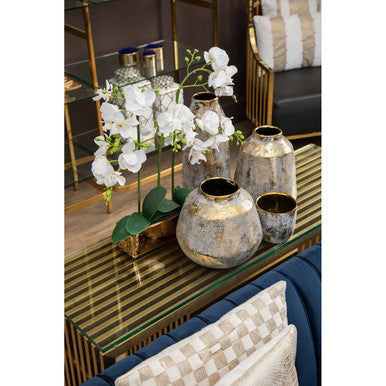 Medium Grey and Gold Ceramic Vase | Orvena