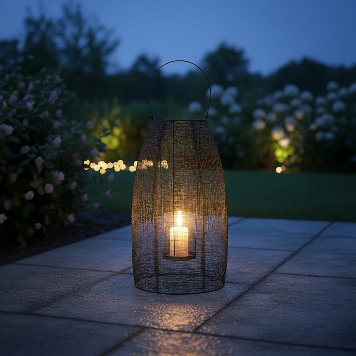 Black Woven Wire Large Lantern with Glass Insert | Trento
