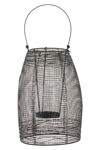 Black Woven Wire Small Lantern with Glass Insert | Trento