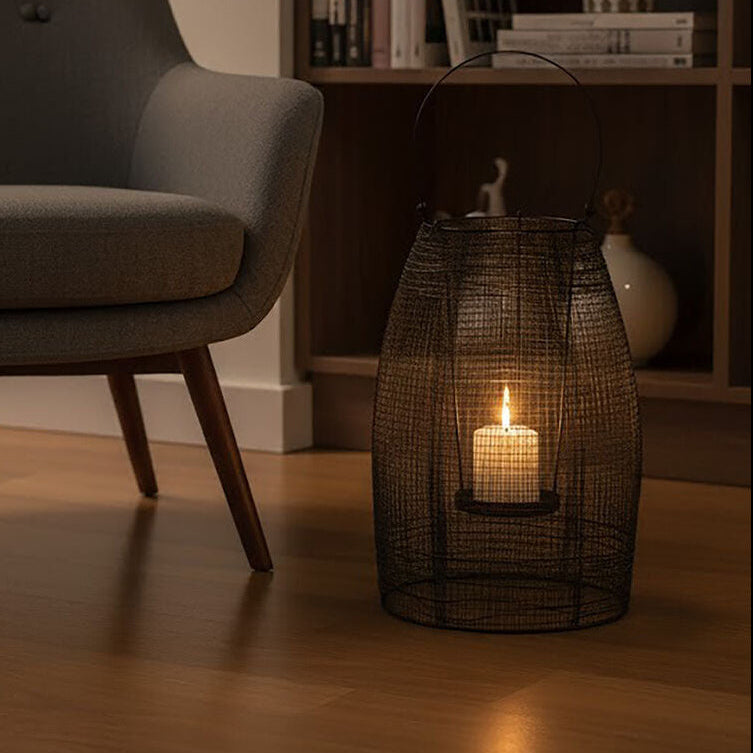 Black Woven Wire Small Lantern with Glass Insert | Trento