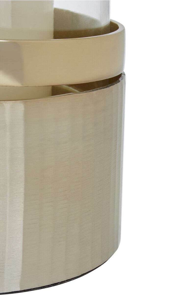 Amreli Gold Metal and Glass Small Hurricane Candle Holder with Spiral Design