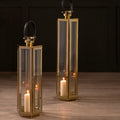 Medium Gold Finish Lantern with Hair on Leather Handle | Herber