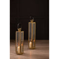 Large Gold Finish Lantern with Hair on Leather Handle | Herber